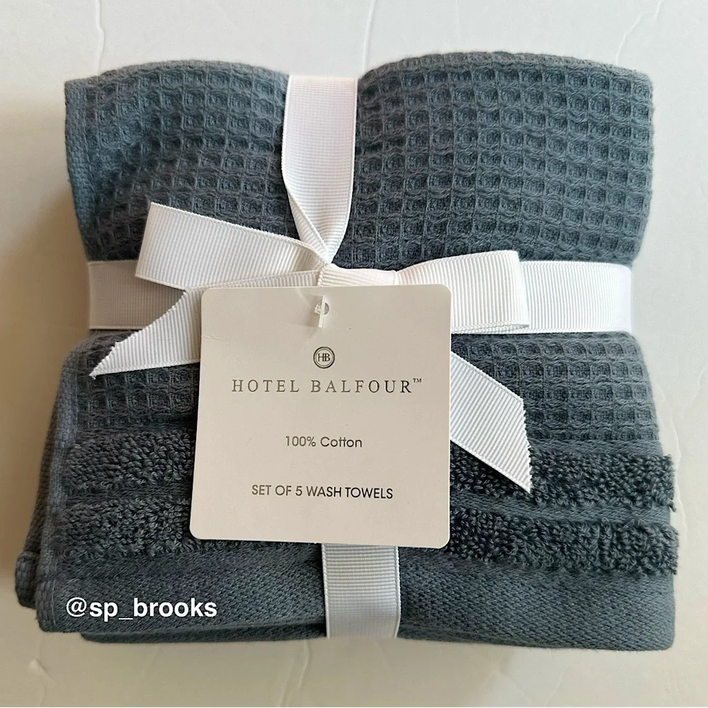 🎁8PC Hotel Balfour Bath Towel Set with 1 BATH, 2H & 5W - Flint Slate Blue/Gray